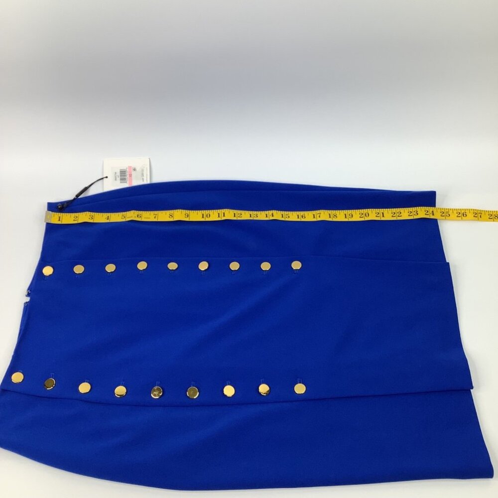 Calvin Klein Royal Blue Pencil Skirt Size 10 With Gold Button Accents Office - Picture 5 of 9